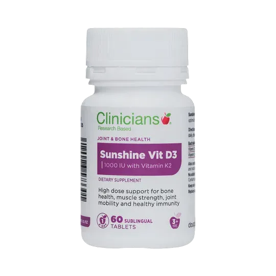 Clinicians - Sunshine Vit D3 1000iu + Vit K2 60 cap