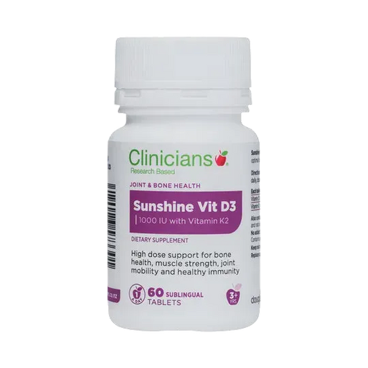 Clinicians - Sunshine Vit D3 1000iu + Vit K2 60 cap