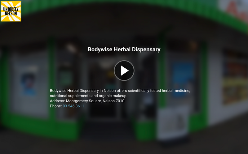 Promotional video for Bodywise Herbal Dispensary with contact information.